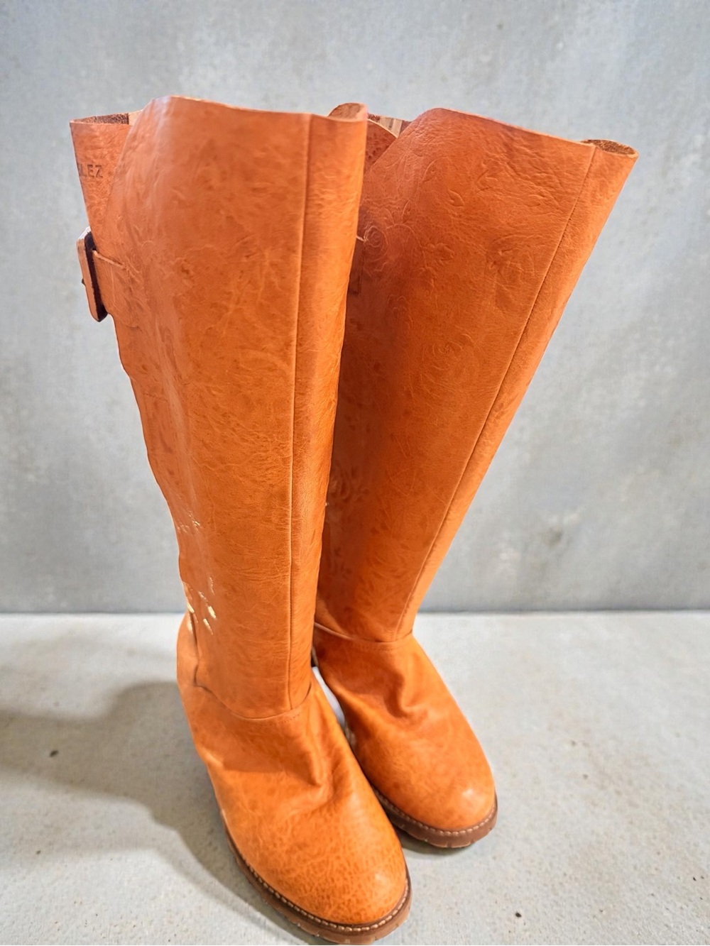 Women's Over-the-Knee Orange Leather Boots